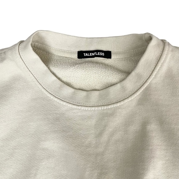 Talentless Dolman Crop Crewneck Pullover Sweatshirt Beige - Picture 9 of 14